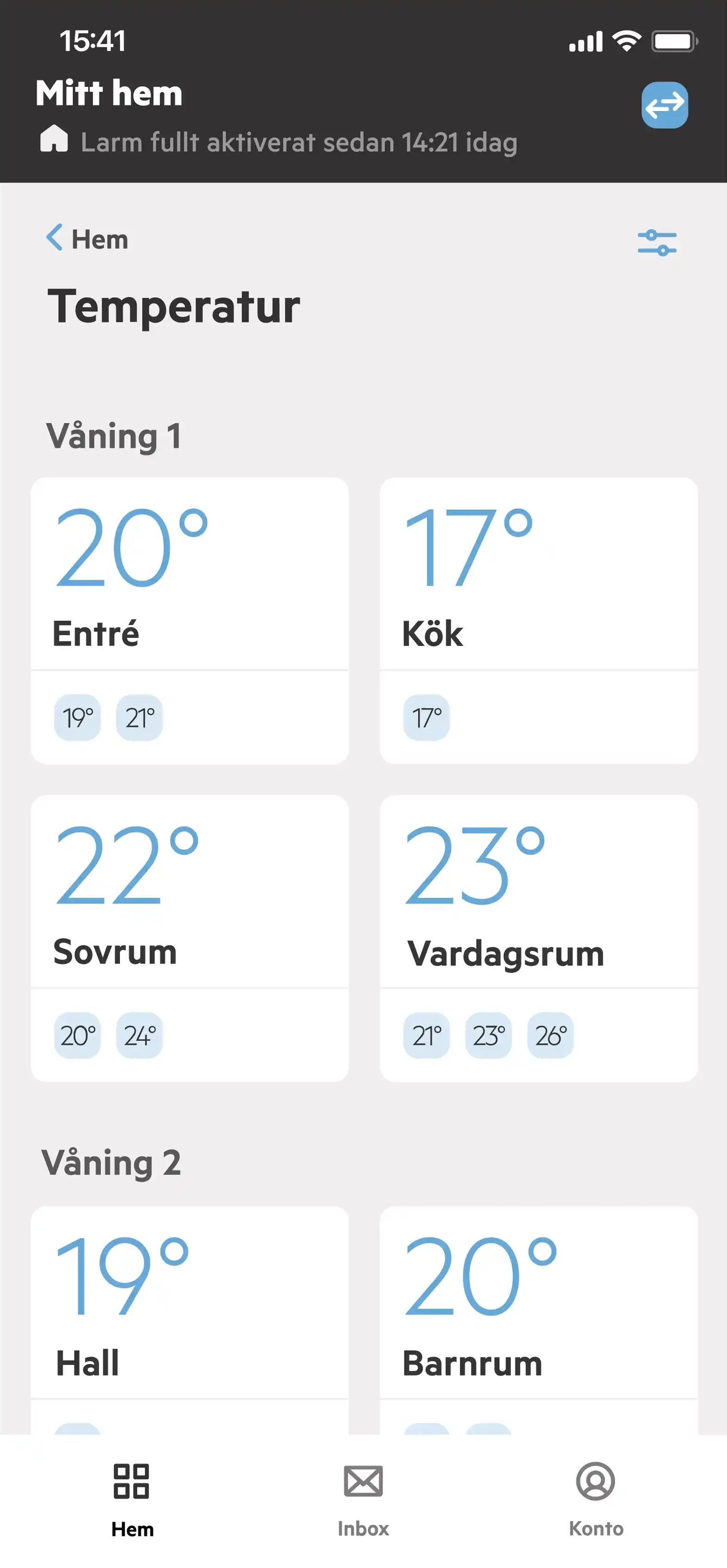Kontrollera temperaturer.