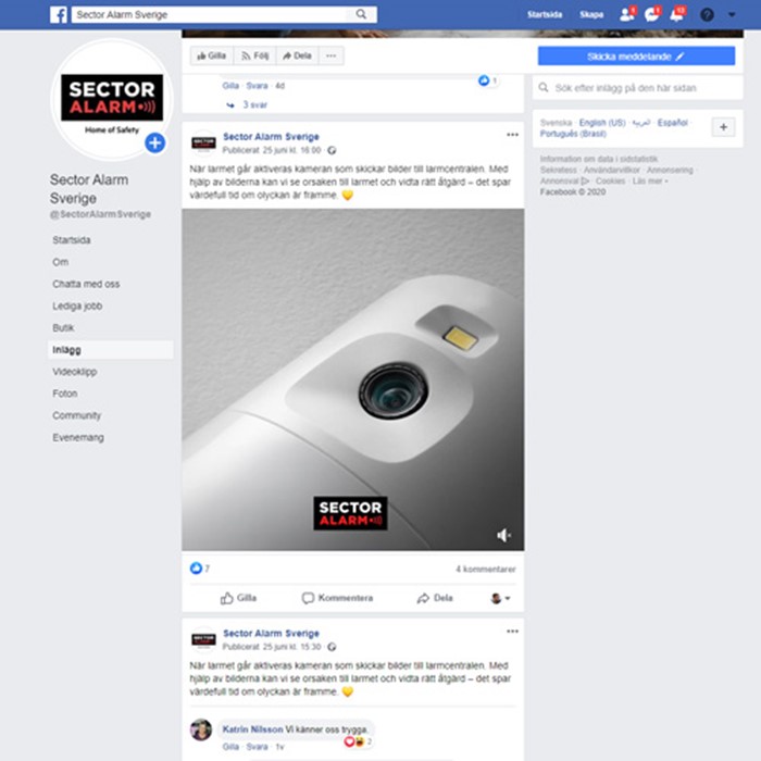 Sector Alarm på Facebook